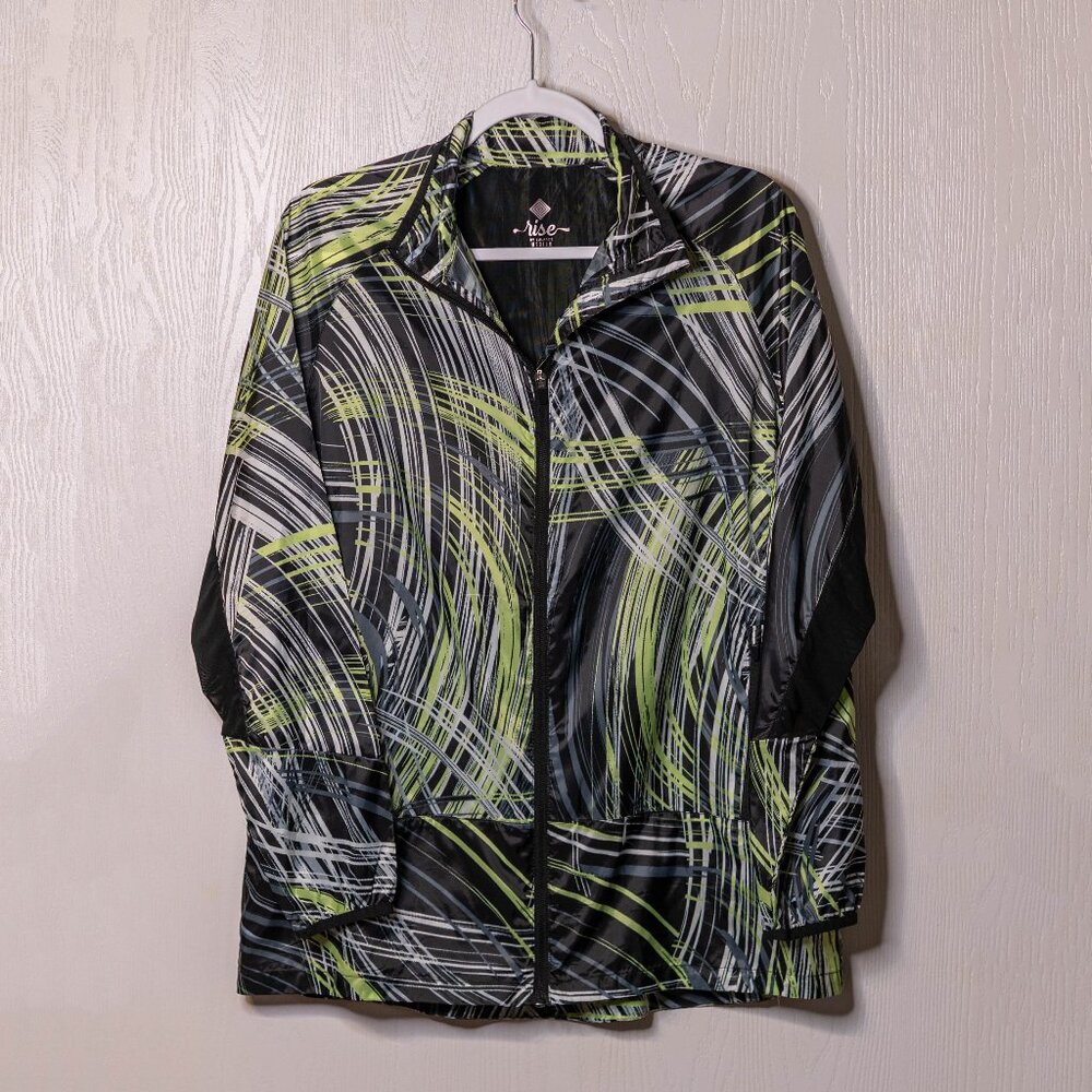 SALE Rise by Lularoe Green and Black Mesh Windbreaker - Medium